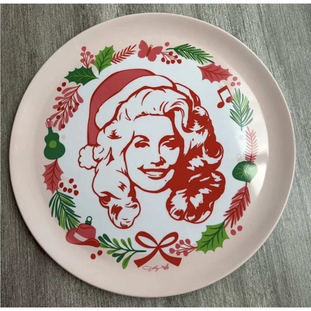 Dolly Parton Christmas Melamine Platter Pink Bow Plate Cookie Tray Viral Tiktok - Picture 7 of 13